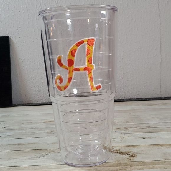 Tervis Orange & Yellow‎ Polka Dot Initial 24 oz Insulated Cup Letter A - Picture 1 of 5